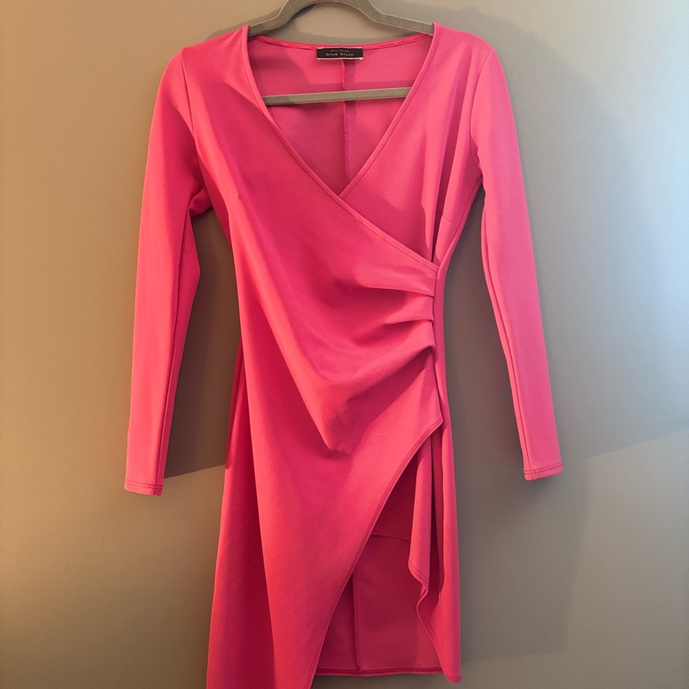 Blue Blush Vibrant Pink Asymmetrical Dress